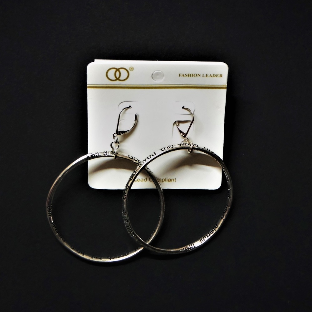 John 3:16 Inscribed Hoop Earrings